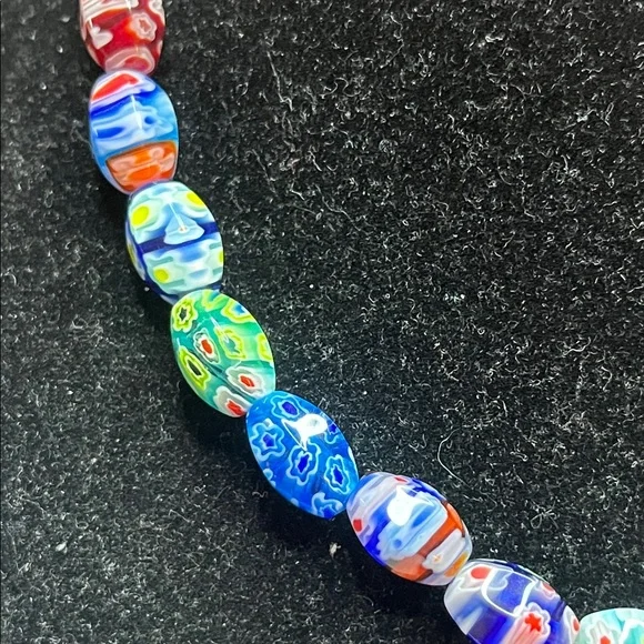Vintage Murano Millefiori Italian Colorful Glass Graduated Bead Necklace - Picture 4 of 15